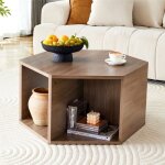 Table basse salon hexagonale boistable basse rotative avec rangement moderne coffee table multifonctionnelle ...