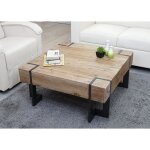 Table basse de salon hwc - a15 bois massif de sapin rustique 70x70cm