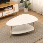 Table basse de salon ovale en bois massif scandinave - blanc - 90 * 60 * 40cm Table basse de salon ovale en bois massif scandinave - blanc - 90 * 60 * 40cm