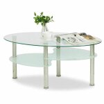 Table basse de salon ovale en verre trempé - nuo - 3 niveaux - pieds en acier inoxydable - blanc - transparent ... Table basse de salon ovale en verre trempé - nuo - 3 niveaux - pieds en acier inoxydable - blanc - transparent ...