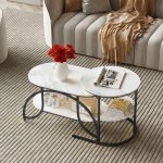 Table basse salon avec rangement - lot de 2 tables dappoint - structure m�tal robuste - tables gigognes ...