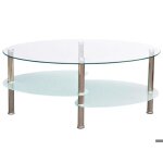 Table basse de salon salle � manger design blanche verre ovale 90 x 45 cm 0902001