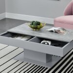 Table basse de salon styl� avec 2 espaces de rangement panneau de particules 40 x 110 x 60 cm effet b�ton ...