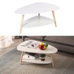 Table basse scandinave - she - pieds en hêtre - ovale - blanc laqué Table basse scandinave - she - pieds en hêtre - ovale - blanc laqué