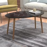 Table basse sindal ovale 41 x 90 x 50 cm marbre noir naturel