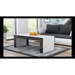 Grande table basse spider blanc mat avec bordures noir laques