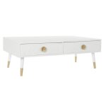 Table basse - ethnique - 120 cm - mdf blanc - sapin - doré Table basse - ethnique - 120 cm - mdf blanc - sapin - doré