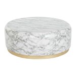 Table basse - moderne - 120 cm - finition imitation marbre - couleurs blanc et doré - robuste en bois ... Table basse - moderne - 120 cm - finition imitation marbre - couleurs blanc et doré - robuste en bois ...