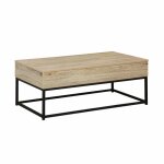Table basse industrielle effet bois plateau relevable loft Table basse industrielle effet bois plateau relevable loft