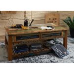 Table basse avec tiroirs 140x80cm - bois massif recycl� multicolore laqu� - inspiration ethnique - nature ...