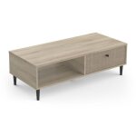 Table basse tiroir cannage effet ch�ne naturel 1105 x 345 x 50 cm