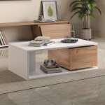Table basse avec tiroir pivotant � 360� table de salon brillante pouvant servir de table dappoint ou ...