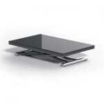 Table basse transformable planet en métal chromé et verre anti - empreinte / noir Table basse transformable planet en métal chromé et verre anti - empreinte / noir