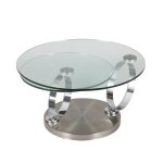 Table basse en verre avec 2 plateaux ronds et pied chrom� - kandinsky