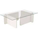 Table basse en verre et agglom�r� flavio blanc