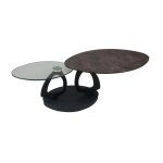 Table basse en verre et aspect c�ramique marron - kandinsky