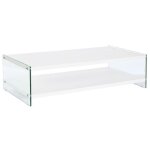 Table basse - verre bois mdf - blanc - 130 x 65 x 355 cm Table basse - verre bois mdf - blanc - 130 x 65 x 355 cm