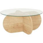 Table basse en verre - bubble - ronde - ch�ne saphir - 75 x 75 x 35 cm