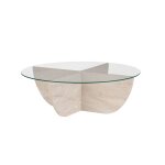Table basse en verre liya 90 x 90 x 30 cm - travertin
