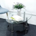 Table basse en verre mtal transparent - armature en acier inox - 90 * 50 * 43cm