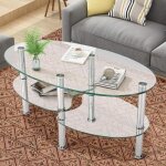 Table basse en verre table de salon avec 3 etag�res en verre tremp� 90x50x45cm pour salle salon chambre ...