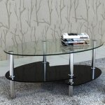 Table basse en verre trempé à 3 niveaux ovale bout de canapé pour le salon bureau hôtel 90 * 50 * 43cm ... Table basse en verre trempé à 3 niveaux ovale bout de canapé pour le salon bureau hôtel 90 * 50 * 43cm ...