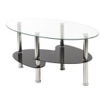Table basse en verre tremp barcelone - popsmit - ovale - noir - transparent - 90 x 50 x 43 cm