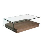 Table basse verre trempé et bois plaqué noyer lona Table basse verre trempé et bois plaqué noyer lona