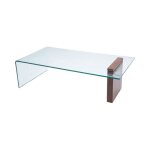 Table basse - marque - mod�le - verre tremp� fum� - bois de manguier - contemporain