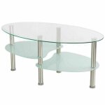 Table basse verre tremp� transparent sur blanc 90 * 50 * 43cm - scandinave - moderne
