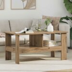 Table basse - vidaxl - 90 x 50 x 45 cm - bois ding�nierie - �tag�res de rangement - aspect ch�ne marron ...