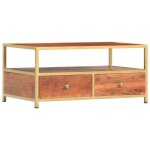 Table basse - vidaxl - bois dacacia massif - style vintage - 90 x 50 x 40 cm