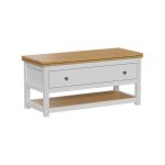 Table basse vikla 100x40cm avec plateau de table rabattable blanc / ch�ne vicco