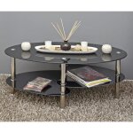 Table basse - ygongmyl - ovale - verre tremp� - noir