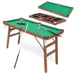 Table de billard 4 pieds 138x67x795 cm costway - pliable - accessoires(2 queues 16 boules triangle 2 ...