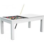 Table billard convertible 7ft - meyer - blanc - tapis gris - 213 x 112. 5 x 82. 5 cm
