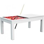 Table billard convertible blanc 7ft - meyer - tapis rouge - 213 x 112. 5 x 82. 5 cm