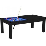 Table de billard convertible en table � manger - noir - tapis bleu fonc� - 214 x 112. 5 x 85 cm