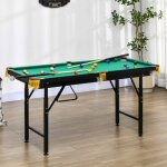 Table de billard pliable r�glable en hauteur avec triangle 2 queues et 16 boules verte