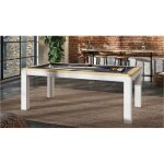 Table de billard - transformable en table � manger - bois et pieds blanc - gris - 213 x 112. 5 x 82. ...
