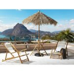 Table bistro de jardin en bambou avec parasol molise - beliani - rond - blanc - urbain