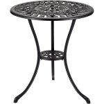 Table bistro ronde - lunsy - 60 cm - forme tulipe - fonte daluminium - antirouille - trou pour parasol ...