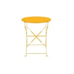 Table bistrot - jaune solaire - �60 cm - acier - pliable - jardin
