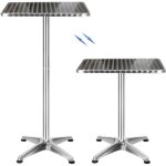 Table bistrot en aluminium luxs - hauteur réglable - 60 x 60 cm - gris Table bistrot en aluminium luxs - hauteur réglable - 60 x 60 cm - gris
