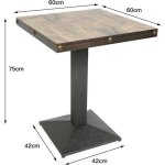 Table de bistrot carr�e 60 x 60cm - qian - style retro - bois et m�tal - hauteur 75cm