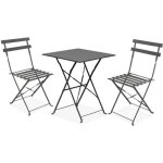 Table de jardin et 2 chaises acier gris - oviala Table de jardin et 2 chaises acier gris - oviala