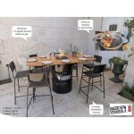 Table brasero baril mixte gaz et charbon