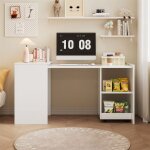 Table bureau pliable 126 cm avec roulettes et rangement 2 �tag�res bureau modulable gain de place pour ...