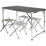 Table de camping pliable avec tabourets - amanka - gris fonc� - plateau r�glable en hauteur - valise ...
