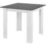 Table carree pour 4 personnes salle a manger cuisine salon 80 cm blanc gris